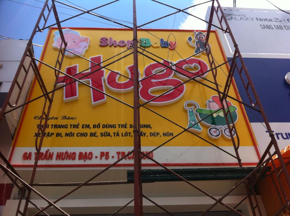 Làm bảng Alu, LED âm cho Shop Baby Hugo